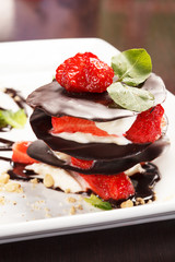 chocolate dessert with strawberry