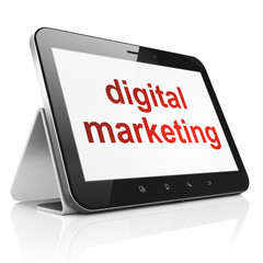Advertising concept: Digital Marketing on tablet pc computer