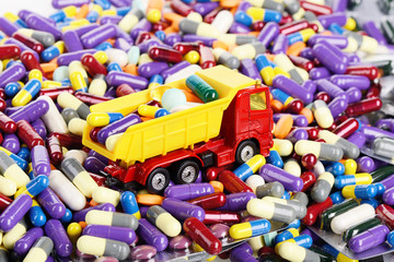 Dump truck toy transported medicine