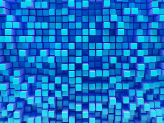 Abstract image of cubes. Background in blue toned