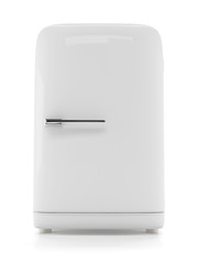 Retro refrigerator isolated on white background. Vintage fridge