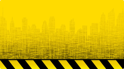 city skyline on construction background