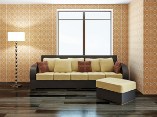 Sofa with yellow pillows