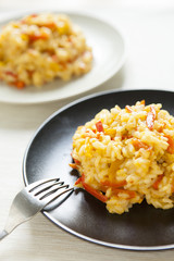 risotto with red pepper, healthy vegan food