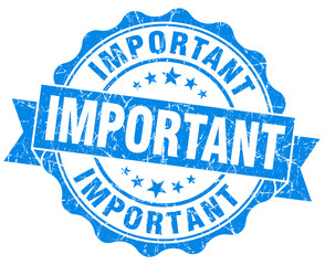 Important blue grunge stamp