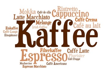 Panele Szklane  Wordcloud - Kaffezubereitungen