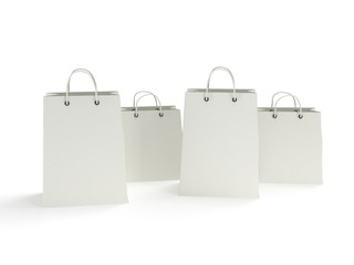 four classic white shopping bags (3d render)