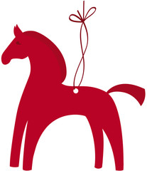 noel cheval antique rouge