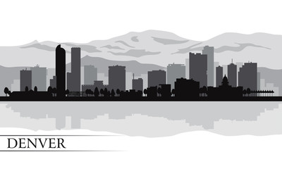 Naklejka premium Tło sylwetka panoramę miasta Denver
