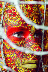 Obraz premium circus face art woman close up portrait