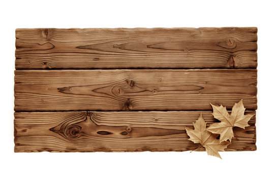Fototapeta wooden board with leaves