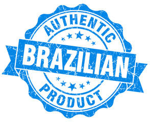 Fototapeta premium Brazilian product blue grunge scratched stamp
