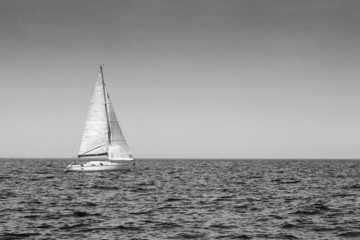 beautiful sailboat with a white sail