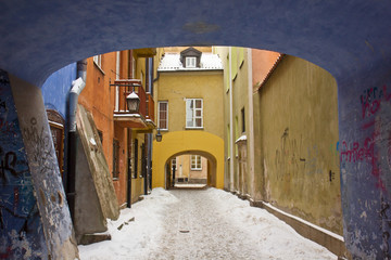 Naklejka premium winter in Warsaw, Poland