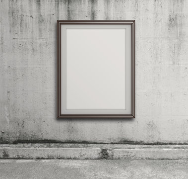 empty modern style frame on grunge wall as concept