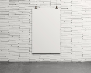 blank paper card on composition wall as concept