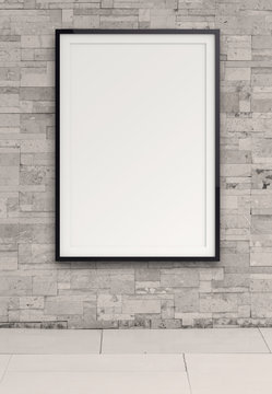 empty modern style frame on composition wall as concept