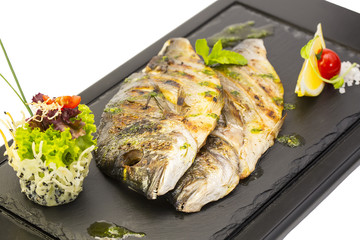 sea fish cooked on the grill