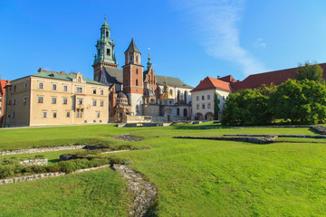 Fototapeta Krakow, Poland. Wawel Castle with the blue sky in the background obraz