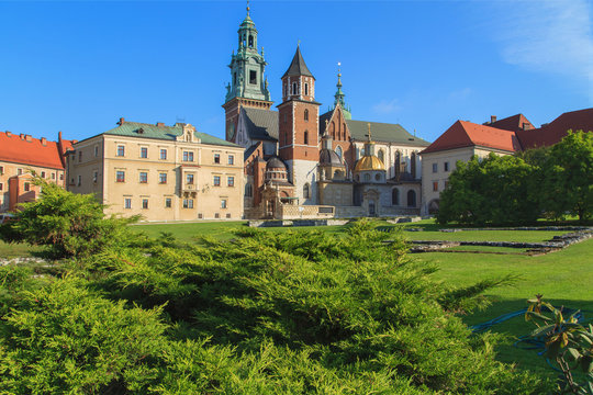 Krakow, Poland. Wawel Castle with the blue sky in the background