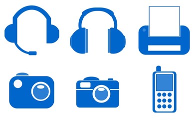 Electronique : Casque, téléphone, imprimante, photo en 6 icônes