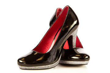 High heel women shoes on white background