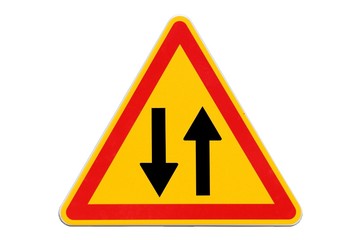 Danger temporaire : circulation à double sens
