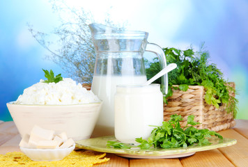 Fresh dairy products with greens