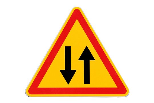 Danger temporaire : circulation &agrave; double sens