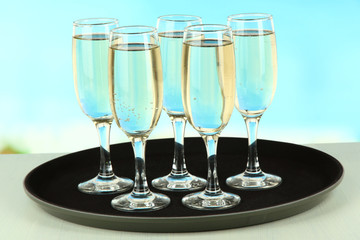 Many glasses of champagne