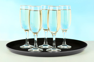 Many glasses of champagne