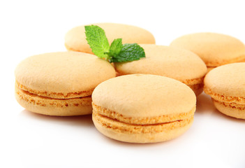 Gentle macaroons isolated on white