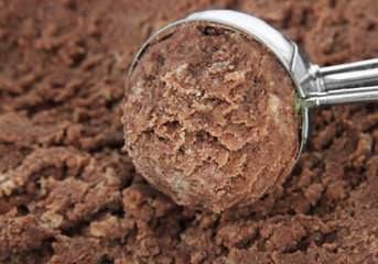 Tasty ice cream scoop, close up
