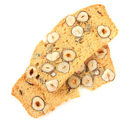 Biscotti with  nuts, isolated on white