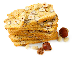 Biscotti with  nuts, isolated on white