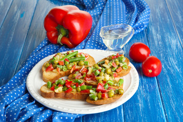 Sandwiches with vegetables and greens