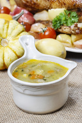 Chicken soup with noodle and vegetables