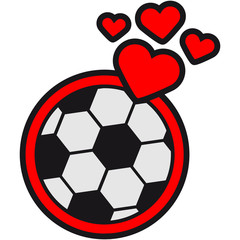 I Love Soccer Ball Hearts Logo