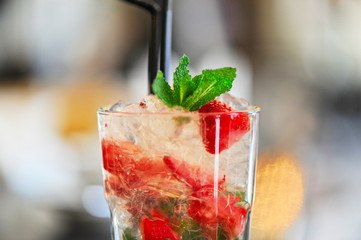 Strawberry mohito cocktail