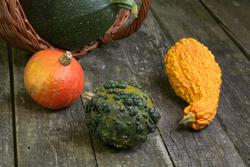 Dynie na drewnianym tle © Patryk Michalski