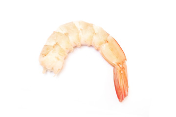boiled shrimp on white background