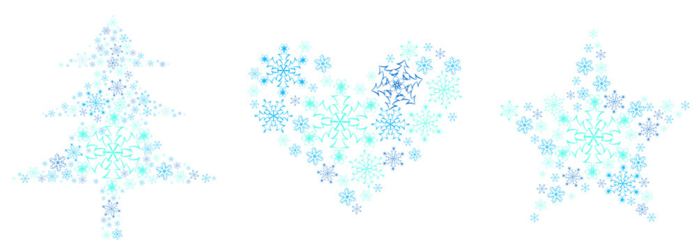 snowflake tree heart star