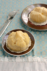 Profiteroles on French tablecloth