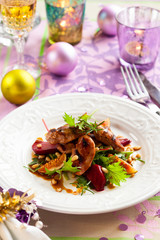 salad with quail