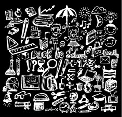 cartoon back to school kids education objects