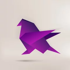 Voilages Animaux géométriques Oiseau en papier origami sur fond abstrait