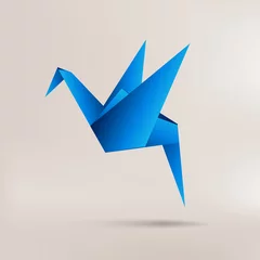 Voilages Animaux géométriques Oiseau en papier origami sur fond abstrait