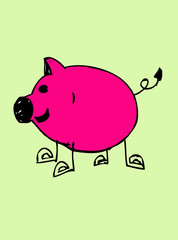 cartoon animals and pig in Jaidee Family Style