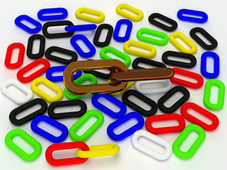 Colorful gold and black 3d chain Computer render