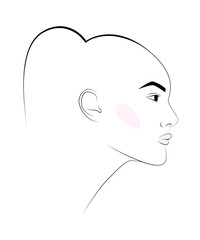 sketch of girl's head with earring, fashion illustration